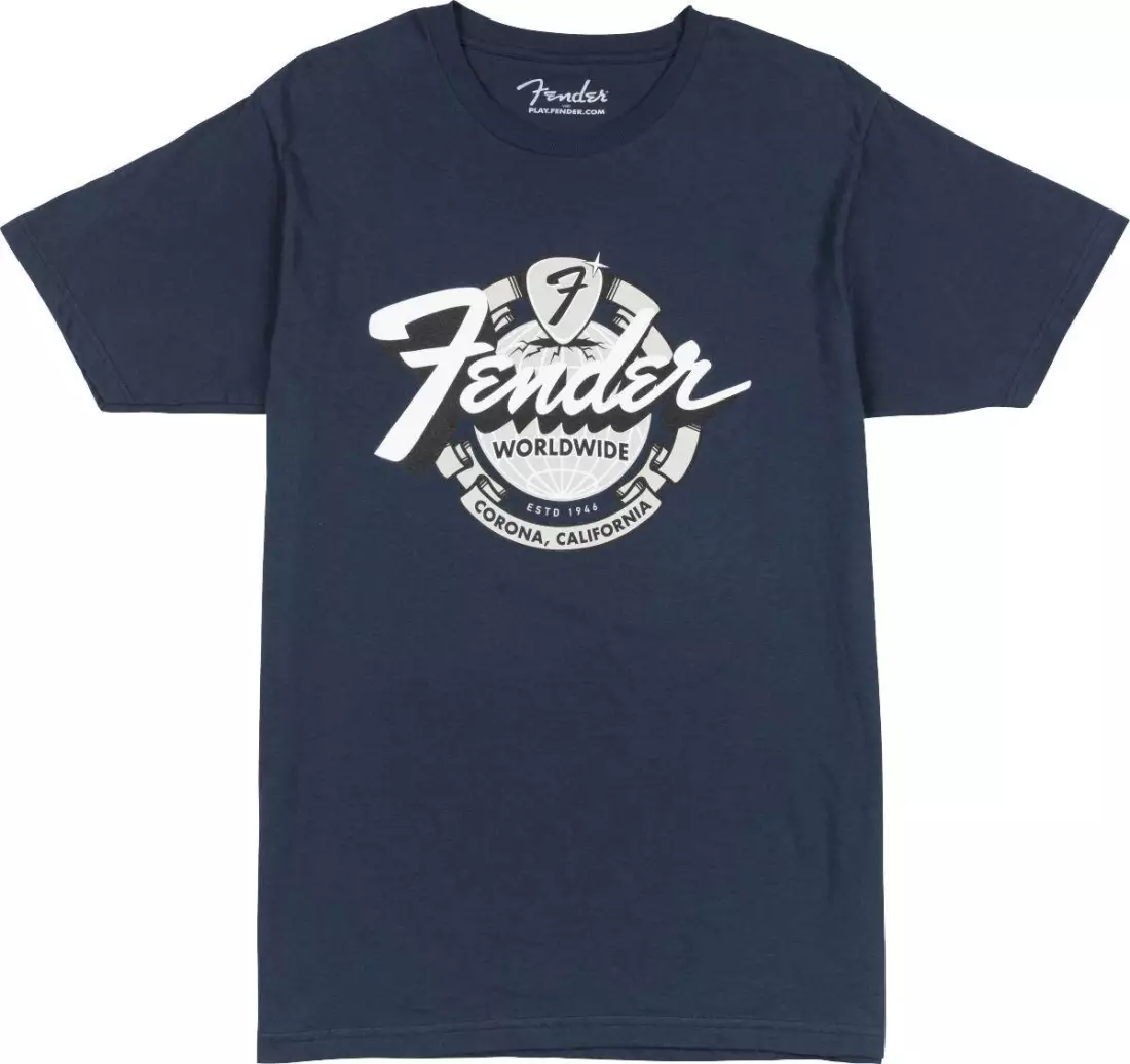 Fender World Wide Tee, Vintage Navy - M