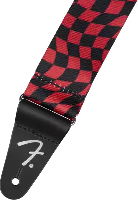 Wavy Checkerboard Polyester Strap - Red