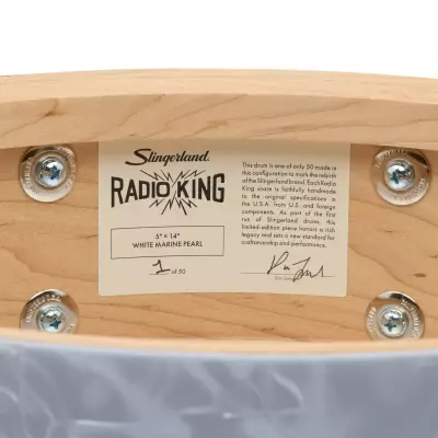 Limited Edition Radio King 5x14\'\' Snare Drum - White Marine Pearl Wrap