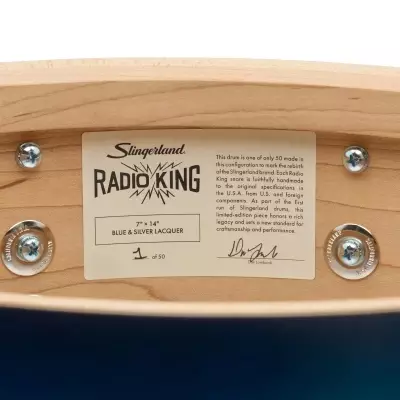 Limited Edition Radio King 7x14\'\' Snare Drum - Blue and Silver Lacquer