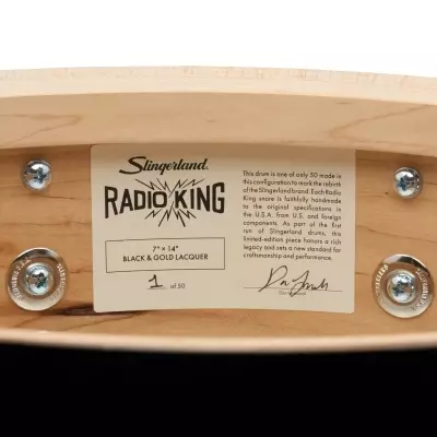 Limited Edition Radio King 7x14\'\' Snare Drum - Black and Gold Lacquer