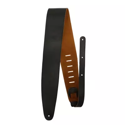 Perris Leathers Ltd - 3.5 Reversible Soft Black Leather / Natural Suede Guitar Strap