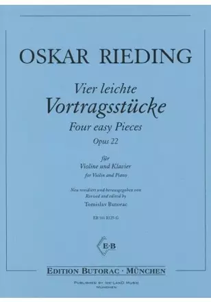 4 Easy Pieces, op. 22 - Rieding/Butorac - Violin/Piano - Book