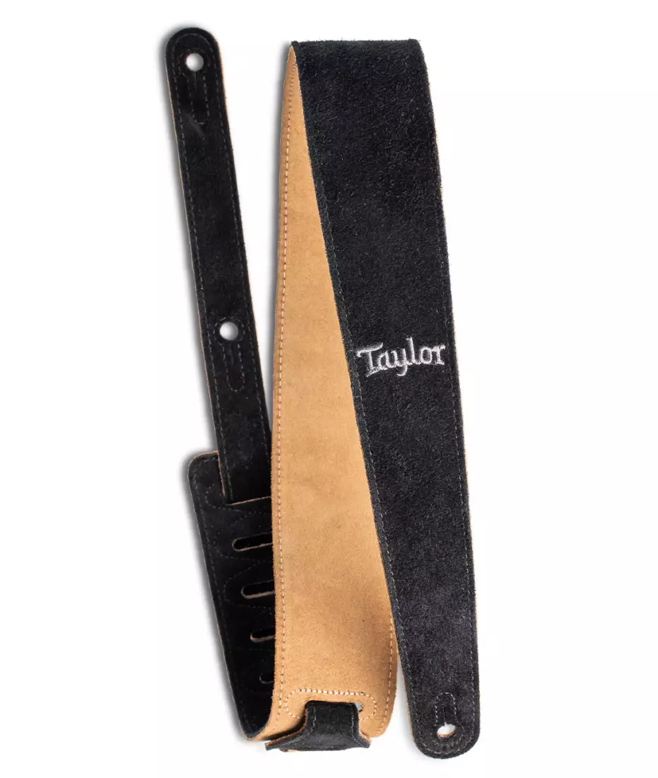 2.5\'\' Embroidered Suede Guitar Strap - Black