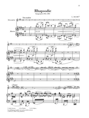 Rhapsody for Alto Saxophone and Orchestra - Debussy/Heinemann - Alto Saxophone/Piano Reduction - Book