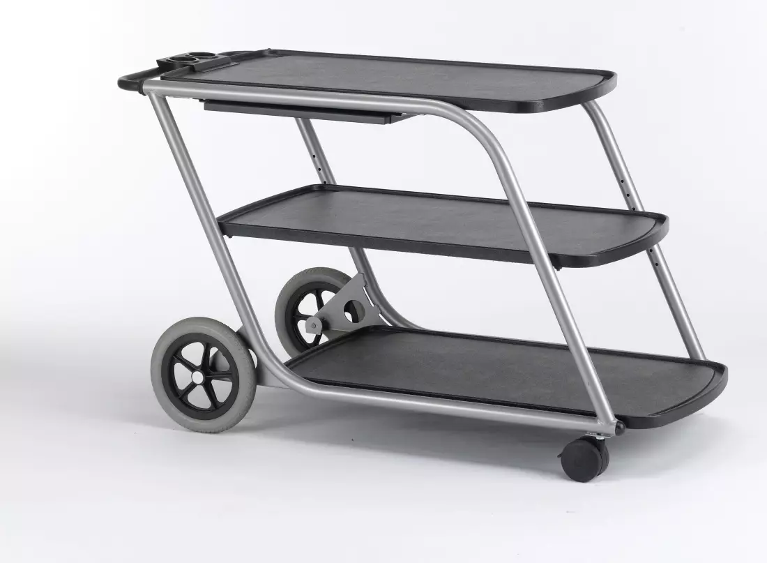 TeacherTaxi Mobile Cart with Cup Holder - Silver