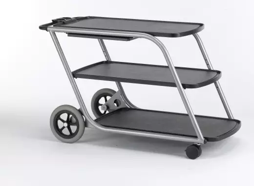 Wenger - TeacherTaxi Mobile Cart with Slide Shelf, Power Strip and Cup Holder - Silver