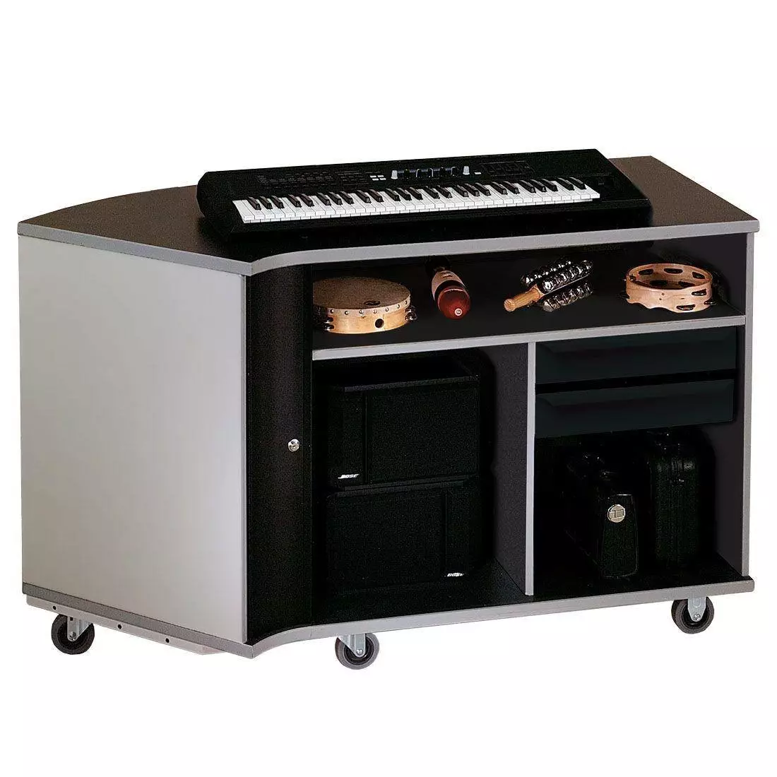 Left-Curved Rehearsal Resource Center with Drawer- Oyster