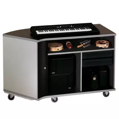 Wenger - Left-Curved Rehearsal Resource Center with Drawer- Oyster