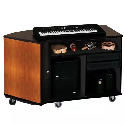 Wenger - Left-Curved Rehearsal Resource Center with Drawer - Cherry