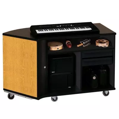 Wenger - Left-Curved Rehearsal Resource Center with Drawer - Solar Oak