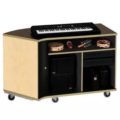 Wenger - Left-Curved Rehearsal Resource Center with Drawer - Fusion Maple