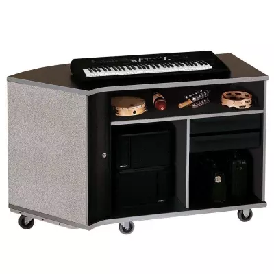 Wenger - Left-Curved Rehearsal Resource Center with Drawer - Pebble