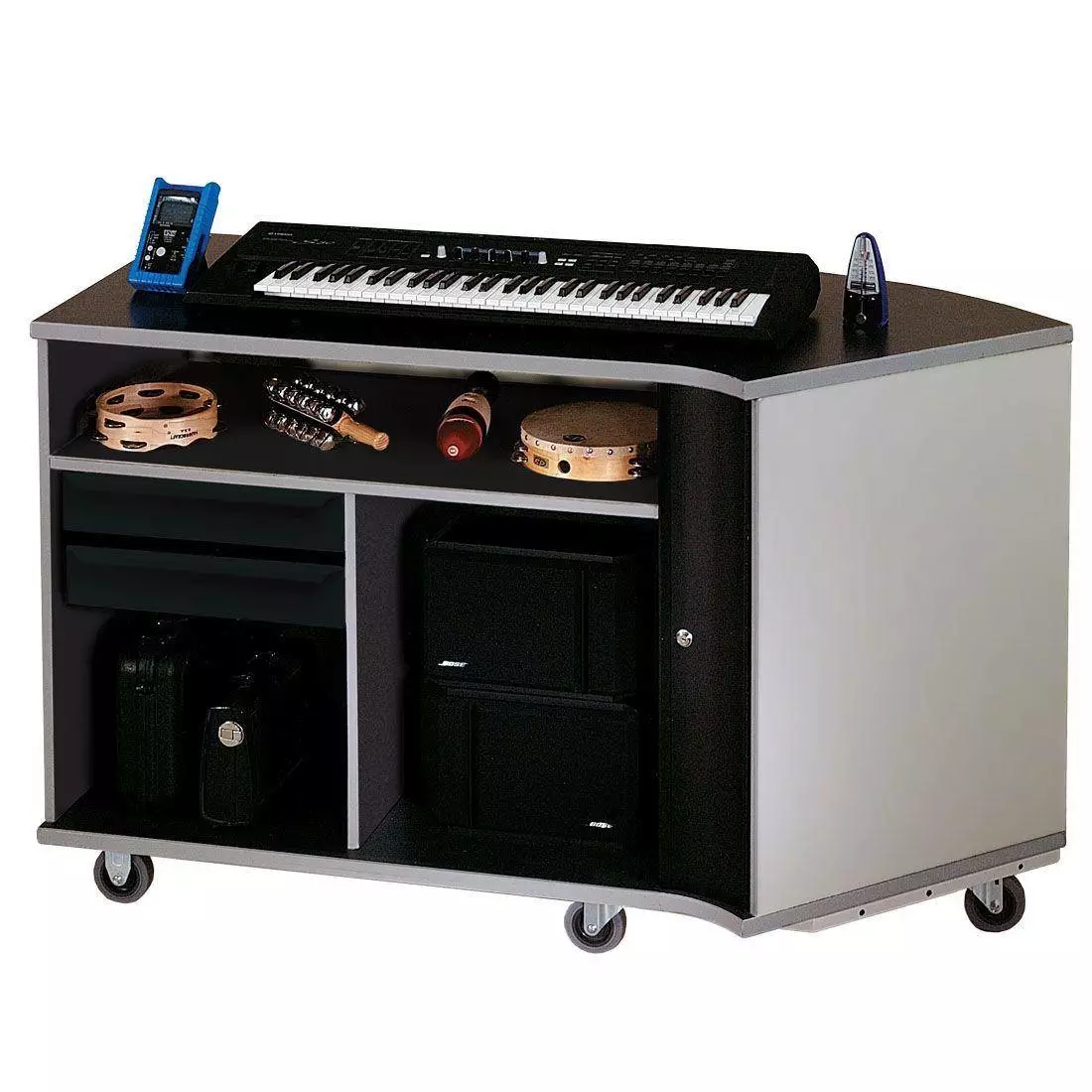 Right-Curved Rehearsal Resource Center with Drawer - Oyster