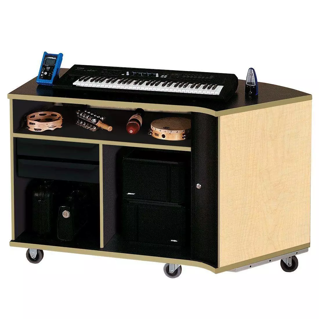 Right-Curved Rehearsal Resource Center with Drawer - Fusion Maple