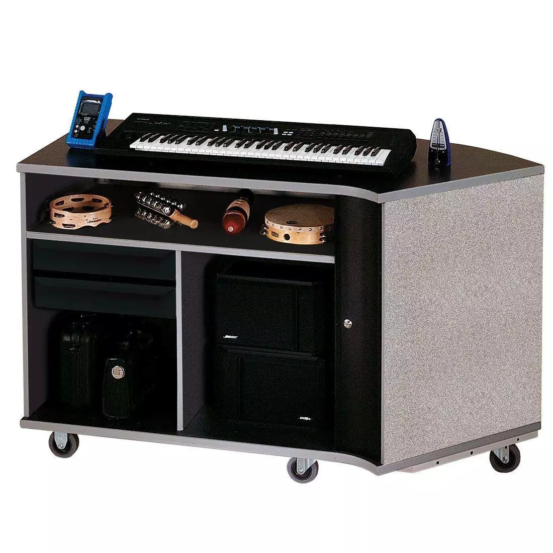 Right-Curved Rehearsal Resource Center with Drawer - Pebble