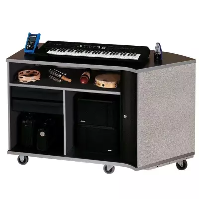 Wenger - Right-Curved Rehearsal Resource Center with Drawer - Pebble