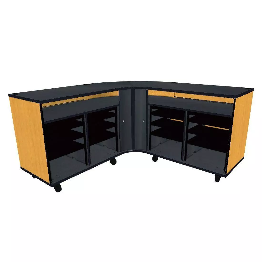 Twin Rehearsal Resource Center with Stereo Rack - Solar Oak