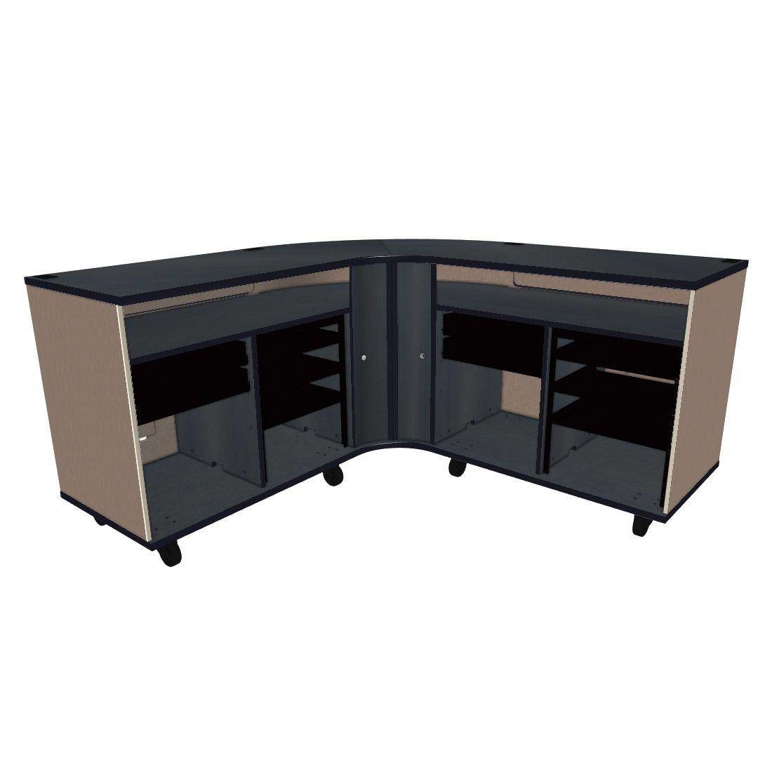 Twin Rehearsal Resource Center with Left Drawer and Right Stereo Rack - Evening Tigris