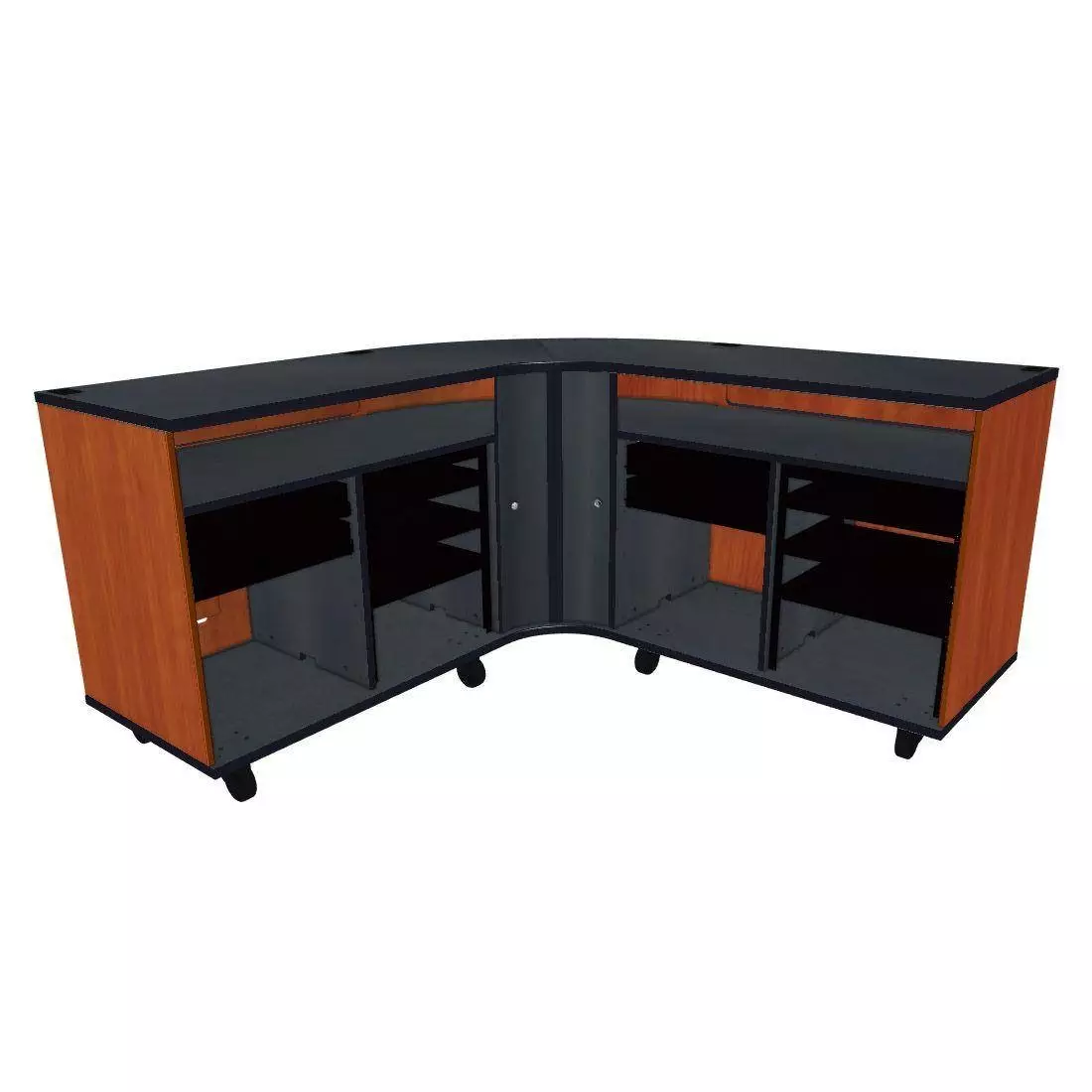 Twin Rehearsal Resource Center with Left Drawer and Right Stereo Rack - Cherry