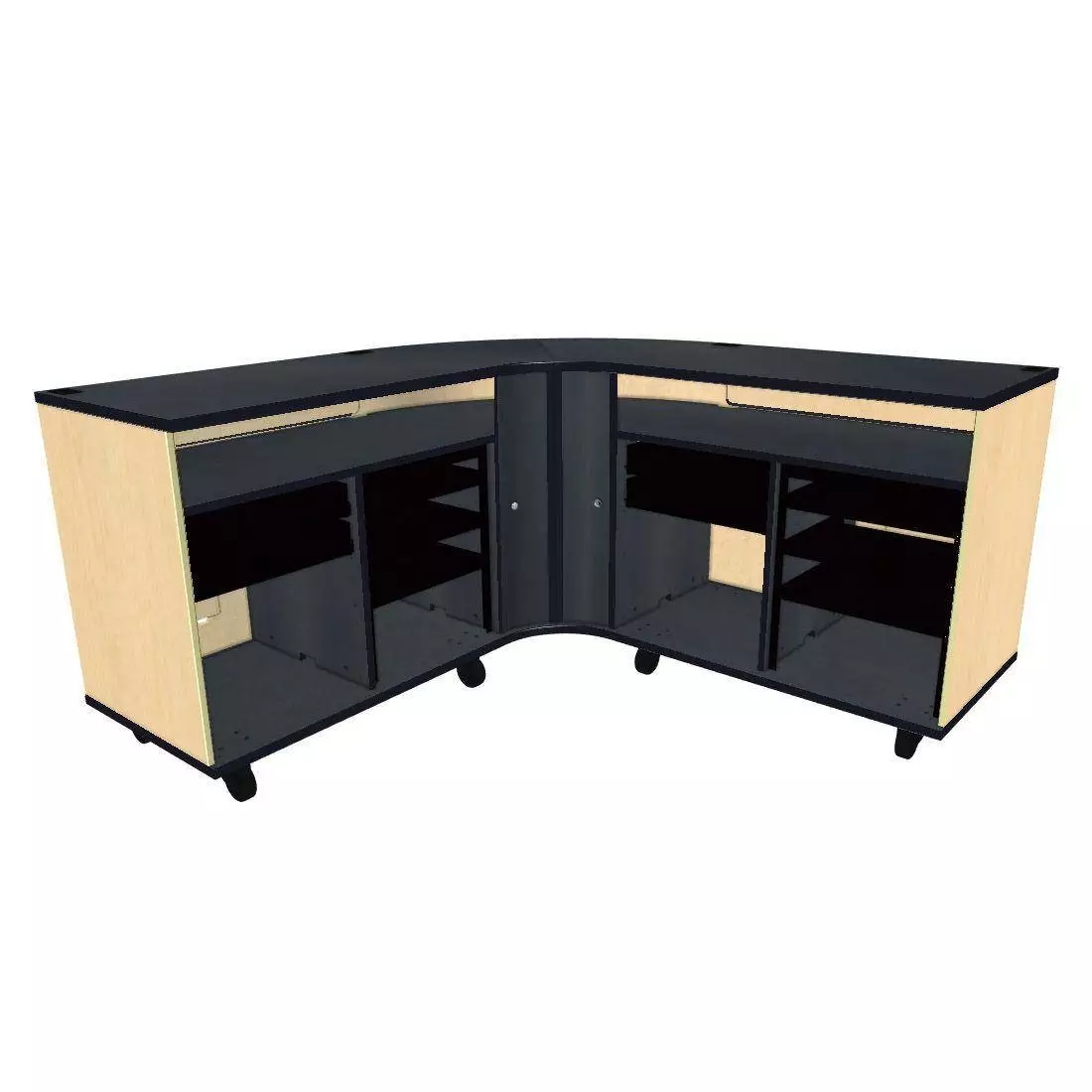 Twin Rehearsal Resource Center with Left Drawer and Right Stereo Rack - Fusion Maple