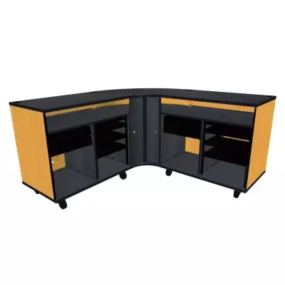 Wenger - Twin Rehearsal Resource Center with Left Drawer and Right Stereo Rack - Solar Oak