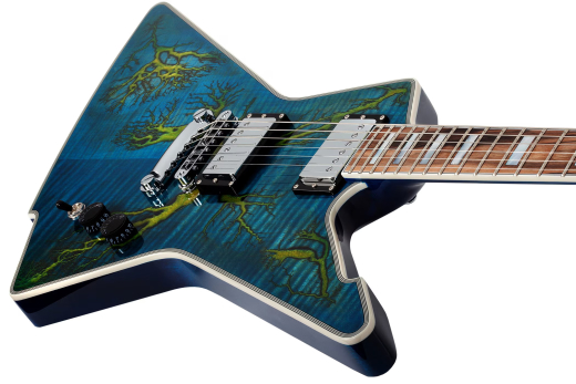 Schecter E-1 Electro-Resin Electric Guitar, Transparent Blue