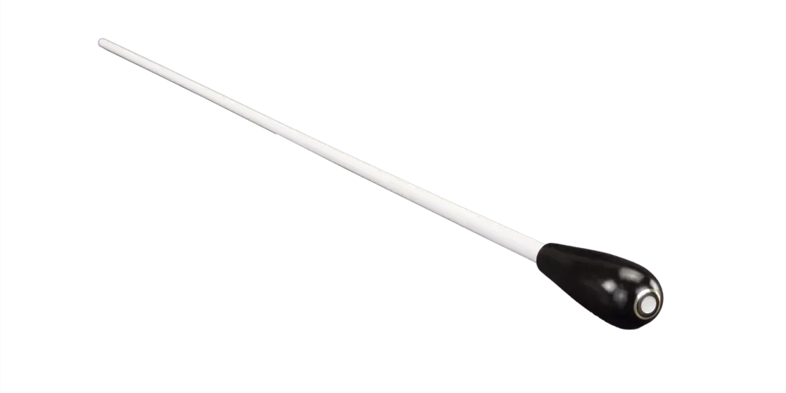 15\'\' Ebony Baton with Teardrop-shaped Handle and White Shaft