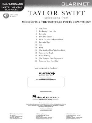 Taylor Swift--Selections from Midnights & The Tortured Poets Department: Instrumental Play-Along - Clarinet - Book/Audio Online