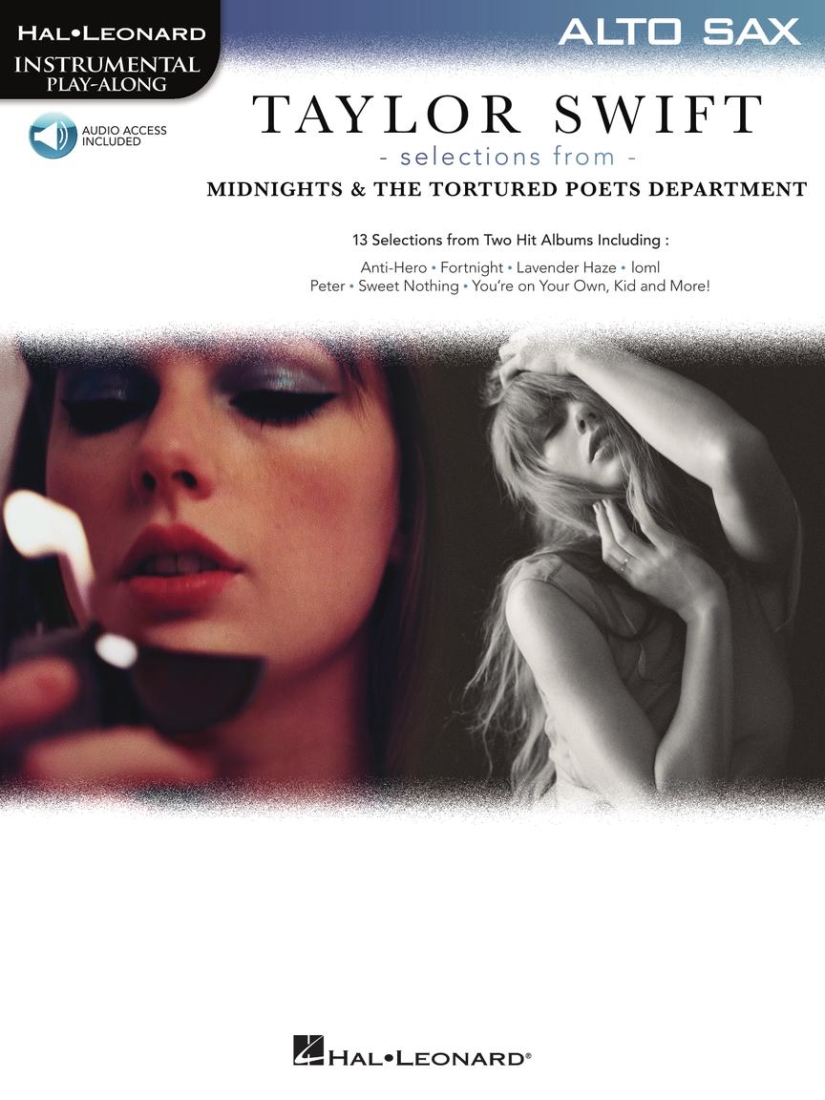 Taylor Swift--Selections from Midnights & The Tortured Poets Department: Instrumental Play-Along - Alto Sax - Book/Audio Online