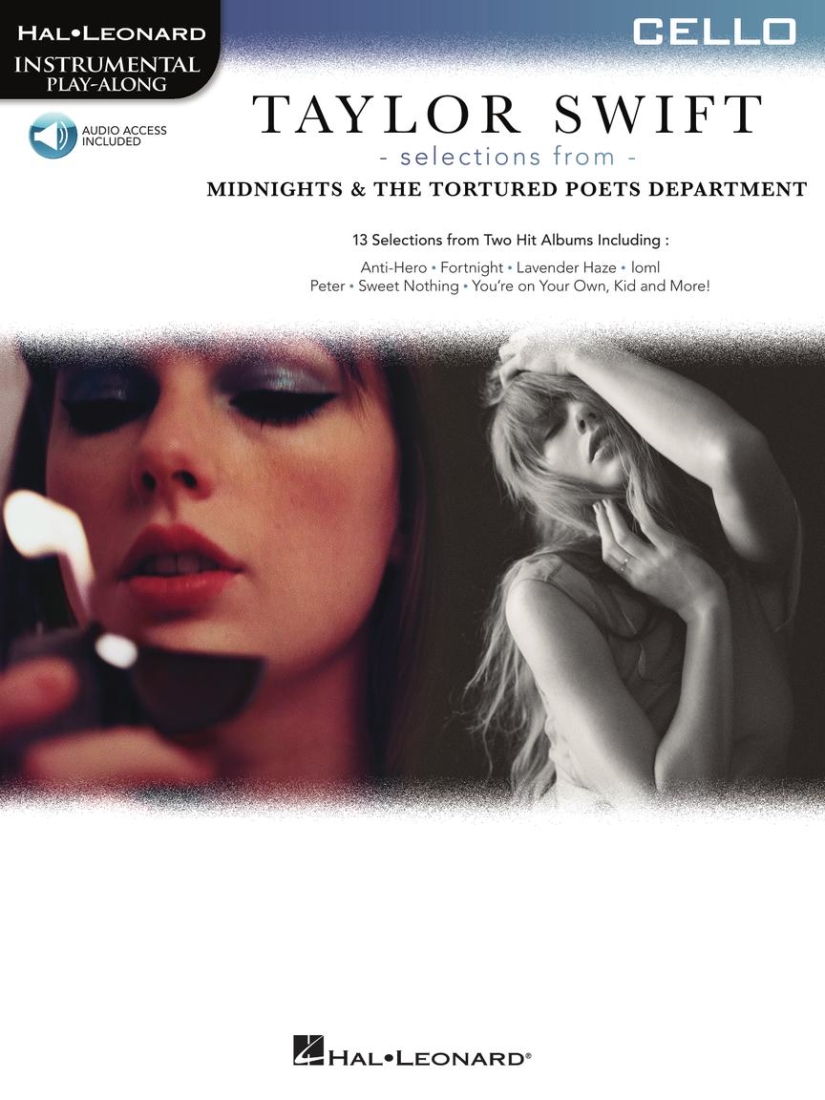 Taylor Swift--Selections from Midnights & The Tortured Poets Department: Instrumental Play-Along - Cello - Book/Audio Online