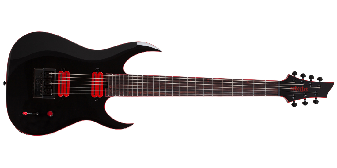 Sunset-7 ET Red Dawn 7-String Baritone Electric Guitar - Gloss Black