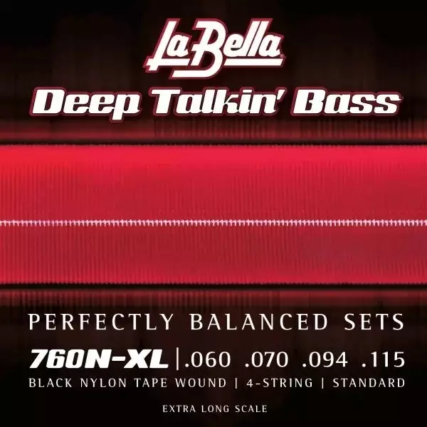 Black Nylon Tape Wound Bass String Set - Extra Long Scale