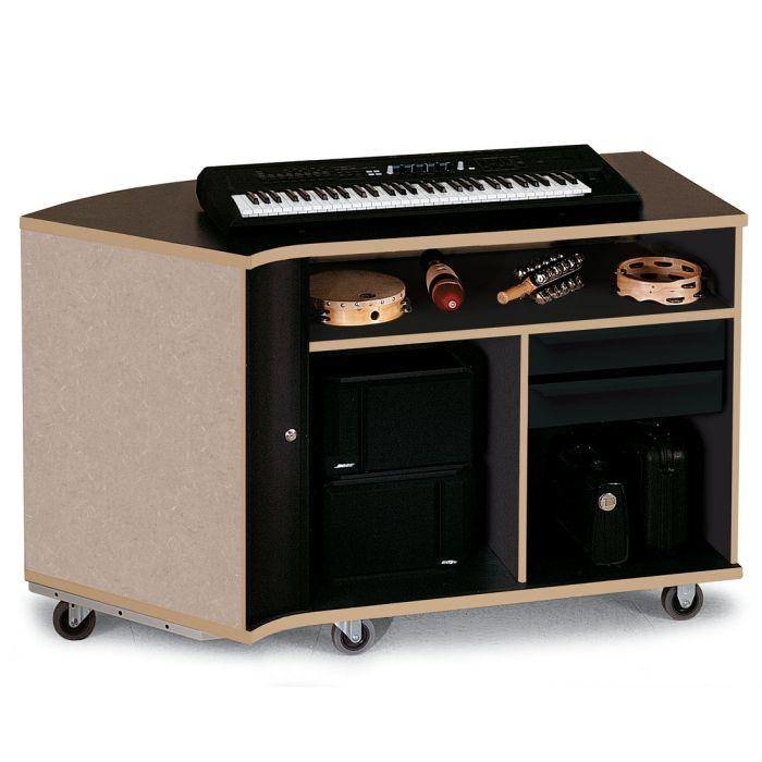 Left-Curved Rehearsal Resource Center with Drawer - Wenger Maple