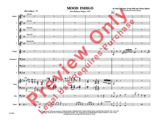 Mood Indigo - Ellington/Mills/Bigard - Jazz Ensemble - Gr. 3.5