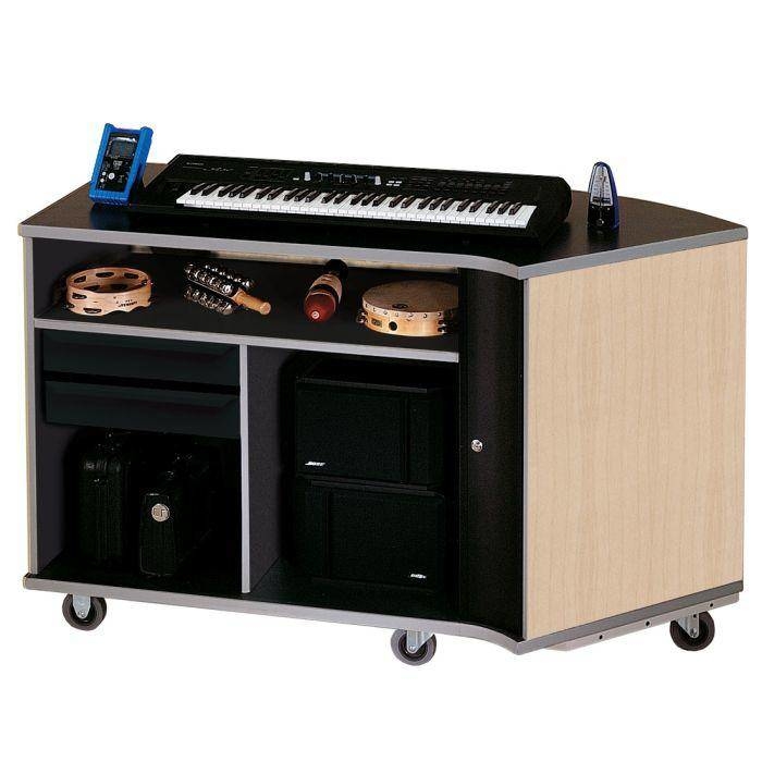 Right-Curved Rehearsal Resource Center with Drawer - Wenger Maple