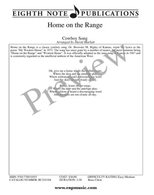 Home on the Range - Marlatt - Brass Choir - Score/Parts