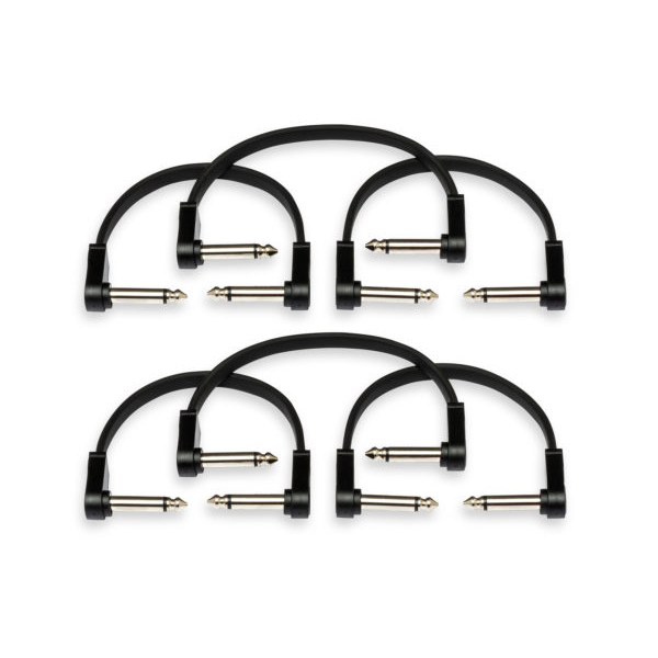 Flat Guitar Patch Cable, Right Angle to Same - 6\'\' (6 Pack)