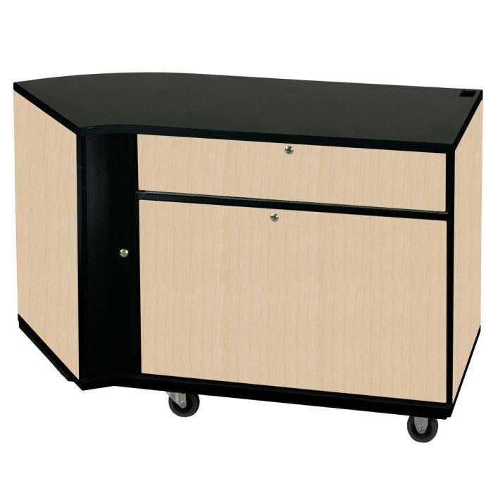Left-Curved Rehearsal Resource Center with Lower Security Doors - Wenger Maple