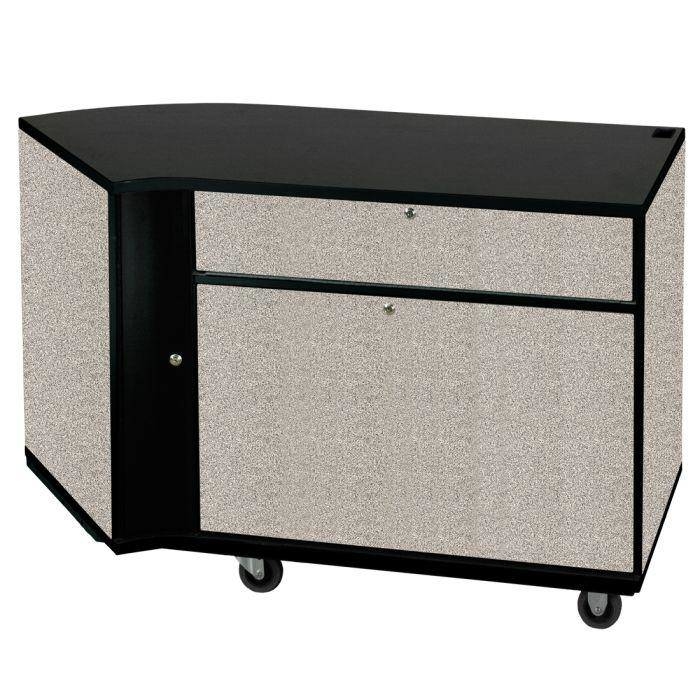 Left-Curved Rehearsal Resource Center with Lower Security Doors - Pebble