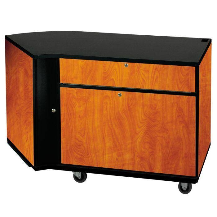 Left-Curved Rehearsal Resource Center with Upper Security Doors - Cherry