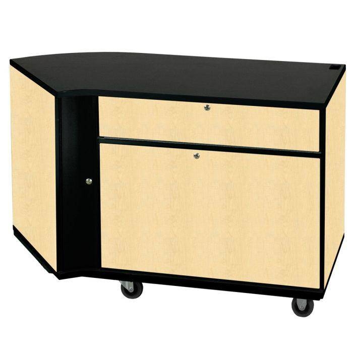 Left-Curved Rehearsal Resource Center with Upper Security Doors - Fusion Maple
