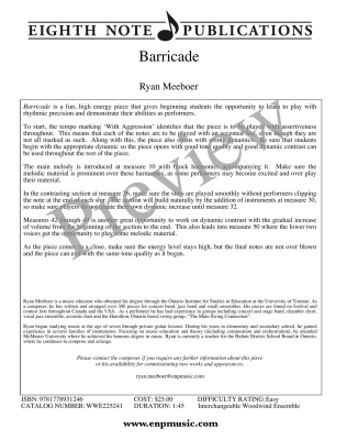 Barricade - Meeboer - Woodwind Ensemble - Score/Parts