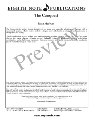 The Conquest - Meeboer - Woodwind Ensemble - Score/Parts