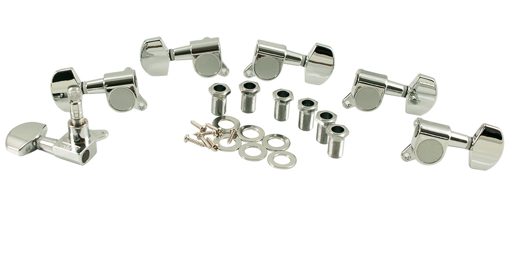3 Per Side Locking Tuning Machines - Chrome