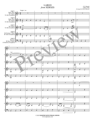 Largo from Xerxes - Handel/Marlatt - Woodwind Ensemble - Score/Parts