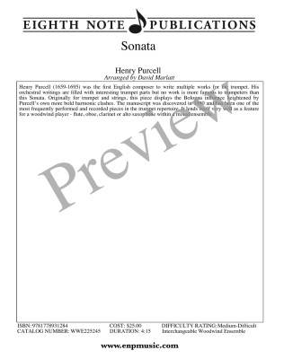 Sonata - Purcell/Marlatt - Woodwind Ensemble - Score/Parts