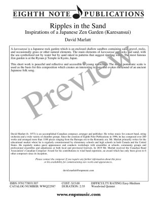 Ripples in the Sand-Inspiration of a Japanese Zen Garden - Marlatt - Woodwind Quintet - Score/Parts