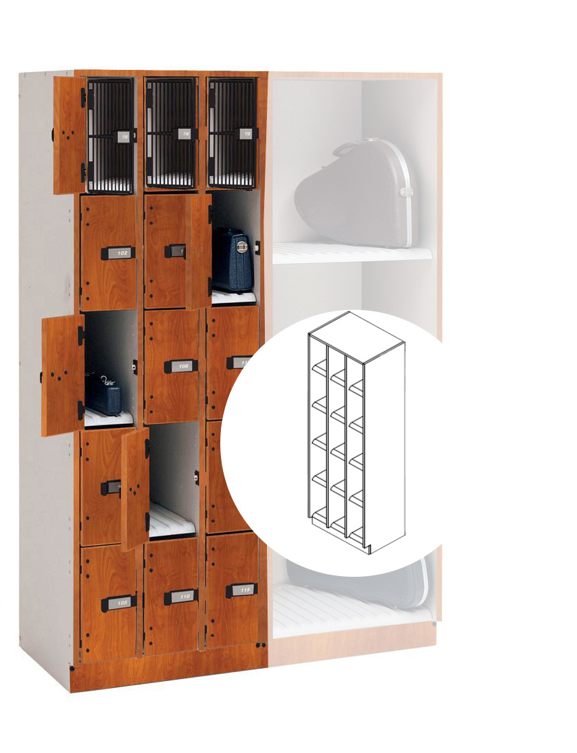 UltraStor Cabinet with 15 Small Compartments and Grille Doors - Cherry