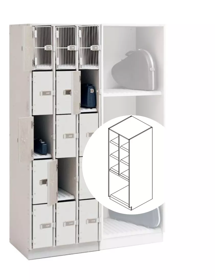 UltraStor Cabinet with 6 Small Compartments, 1 Large Compartment and Grille Doors - Oyster
